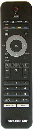 RC2143801/02 ( 313922852871 ) неоригинальный пульт для телевизор PHILIPS 32PFL7603/60