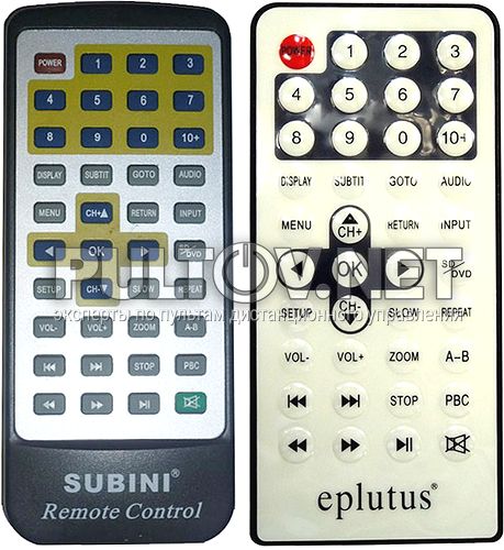 SUBINI S-6054DT , SOUPT SR-001, Eplutus EP-7092 , TO-007 пульт для телевизора со встроенным DVD